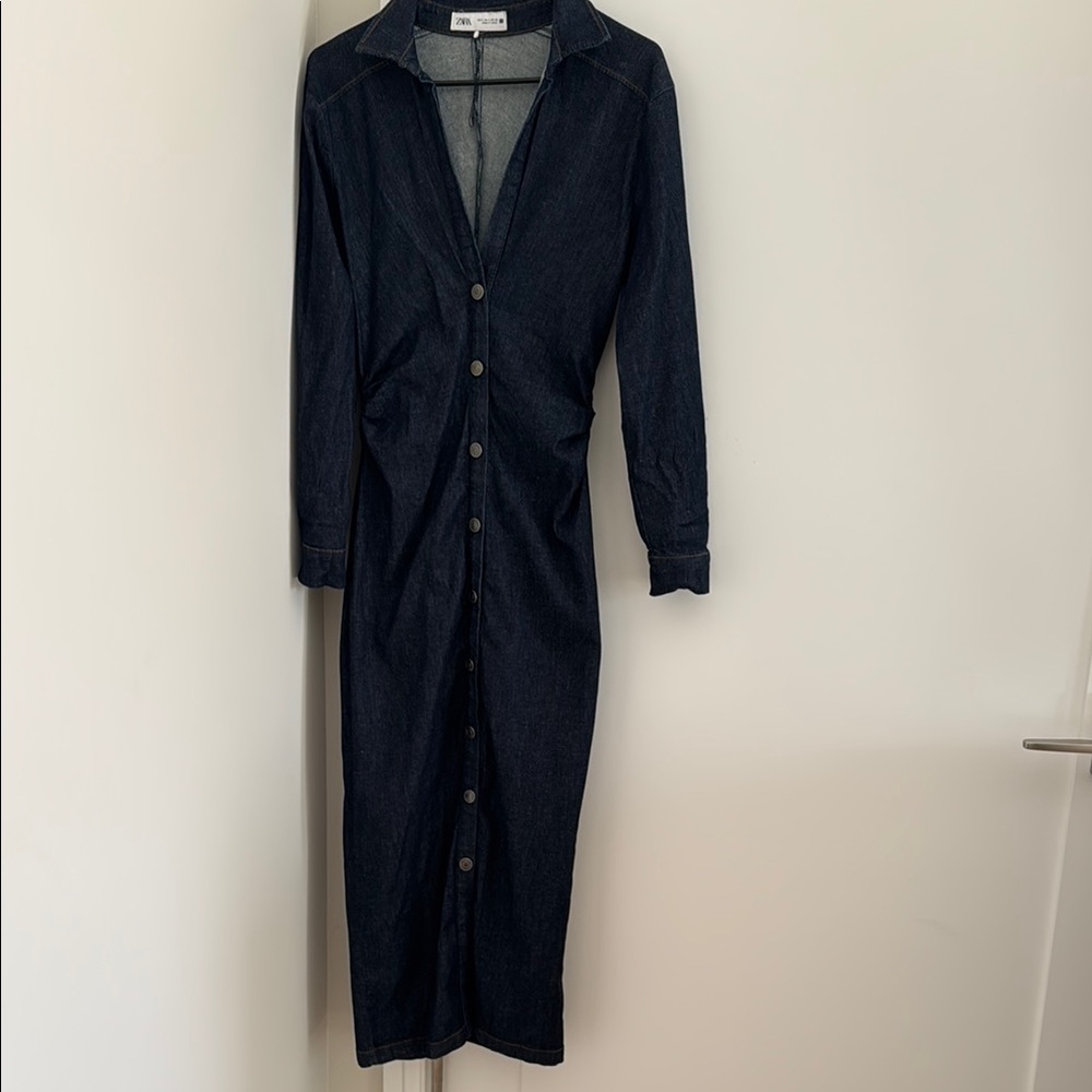 Zara Denim Long Sleeve Dress